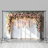 Aperturee - Aperturee Floral Fairy Lights Wall Sweet Wedding Backdrop